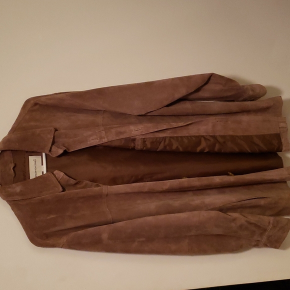 Like New Pronto-Uono Suede button-up jacket Large Tan